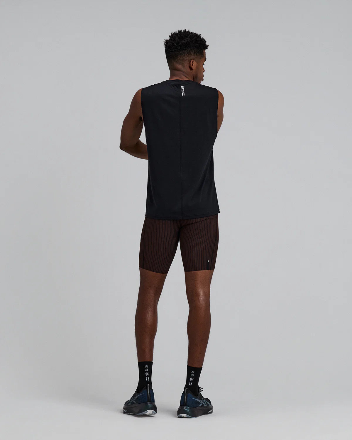 Bandit Running Men's Striped Cadence™ 7 Pocket Lined Half Tights - Cacao / Black