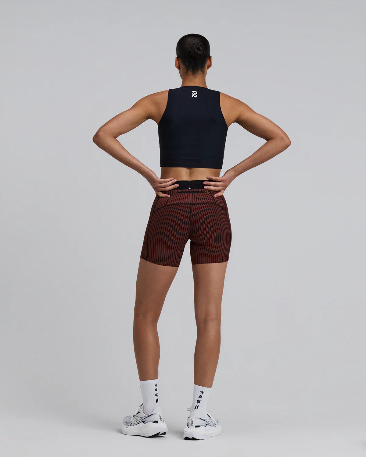 Bandit Running Women's Striped Cadence™ 5" Compression Shorts - Mahogany / Black
