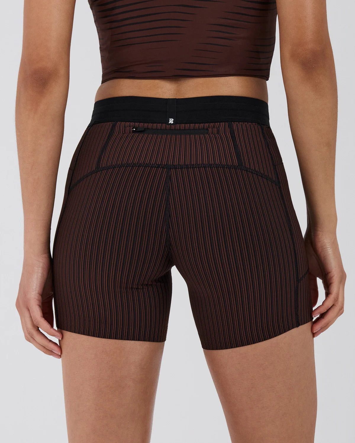 Bandit Running Women's Striped Cadence™ 5" Compression Shorts - Cacao / Black