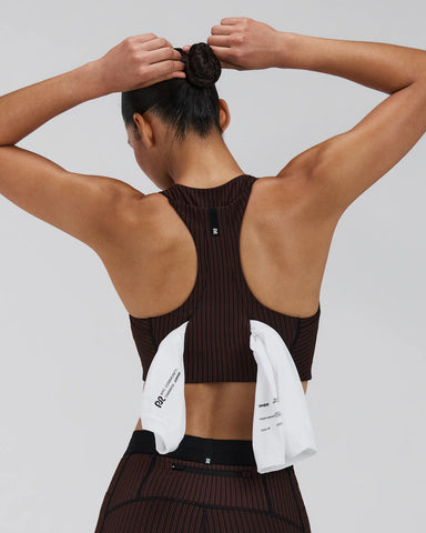 Bandit Running Women's Striped Cadence™ Longline Bra - Cacao / Black hover