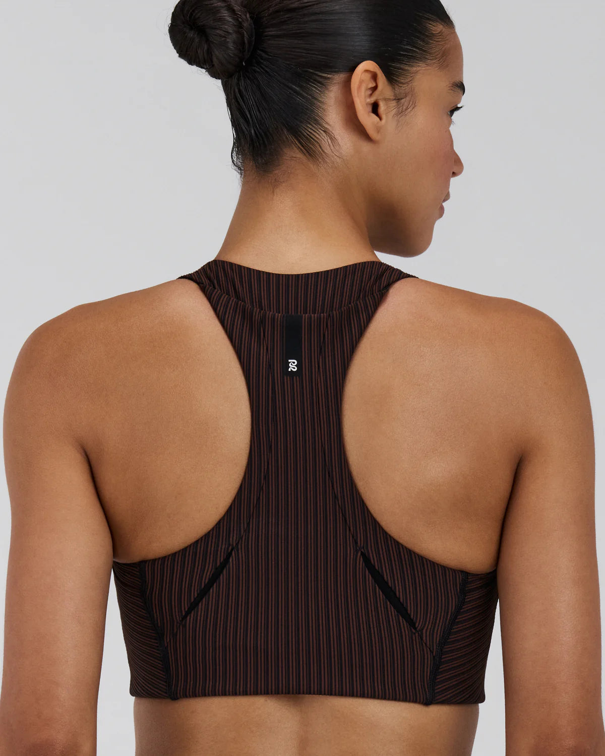 Bandit Running Women's Striped Cadence™ Longline Bra - Cacao / Black