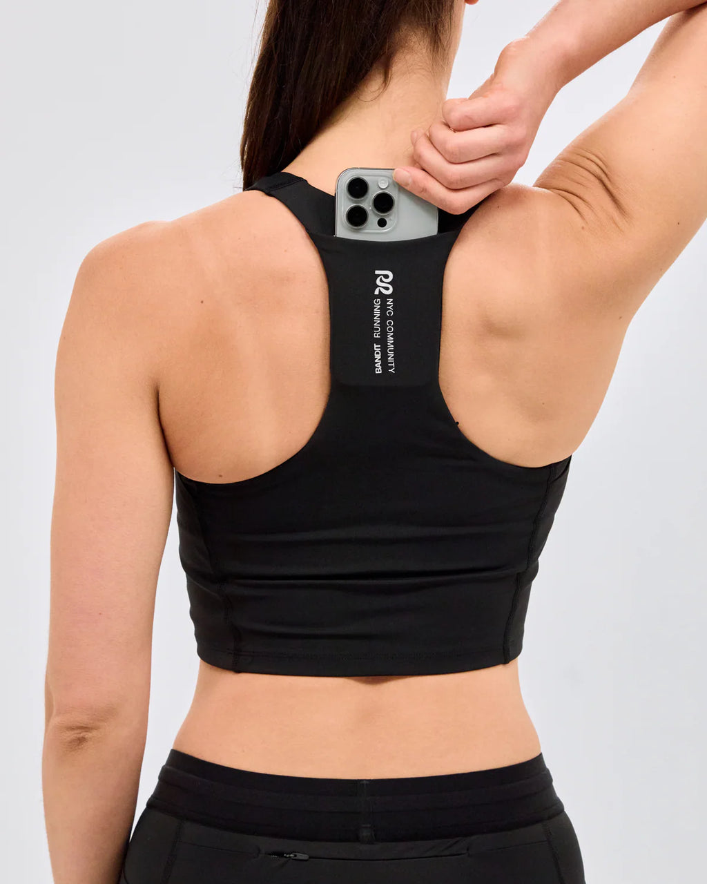Bandit Running Stamina™ Scoop Neck Race Crop - Black