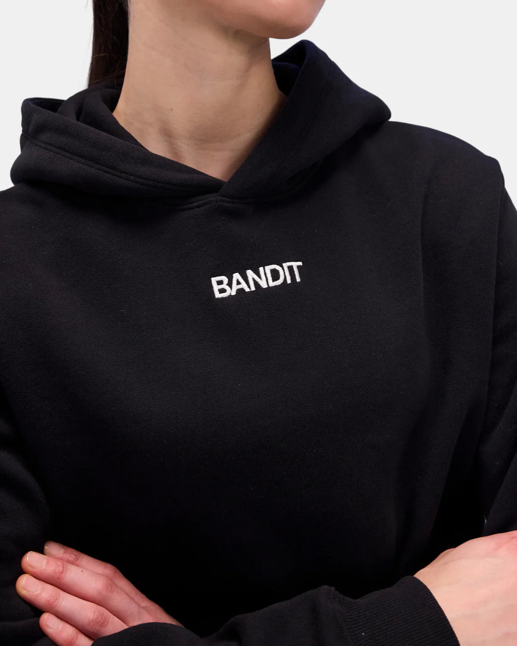 Bandit Running Cotton Fleece Women's Cropped Hoodie - Black