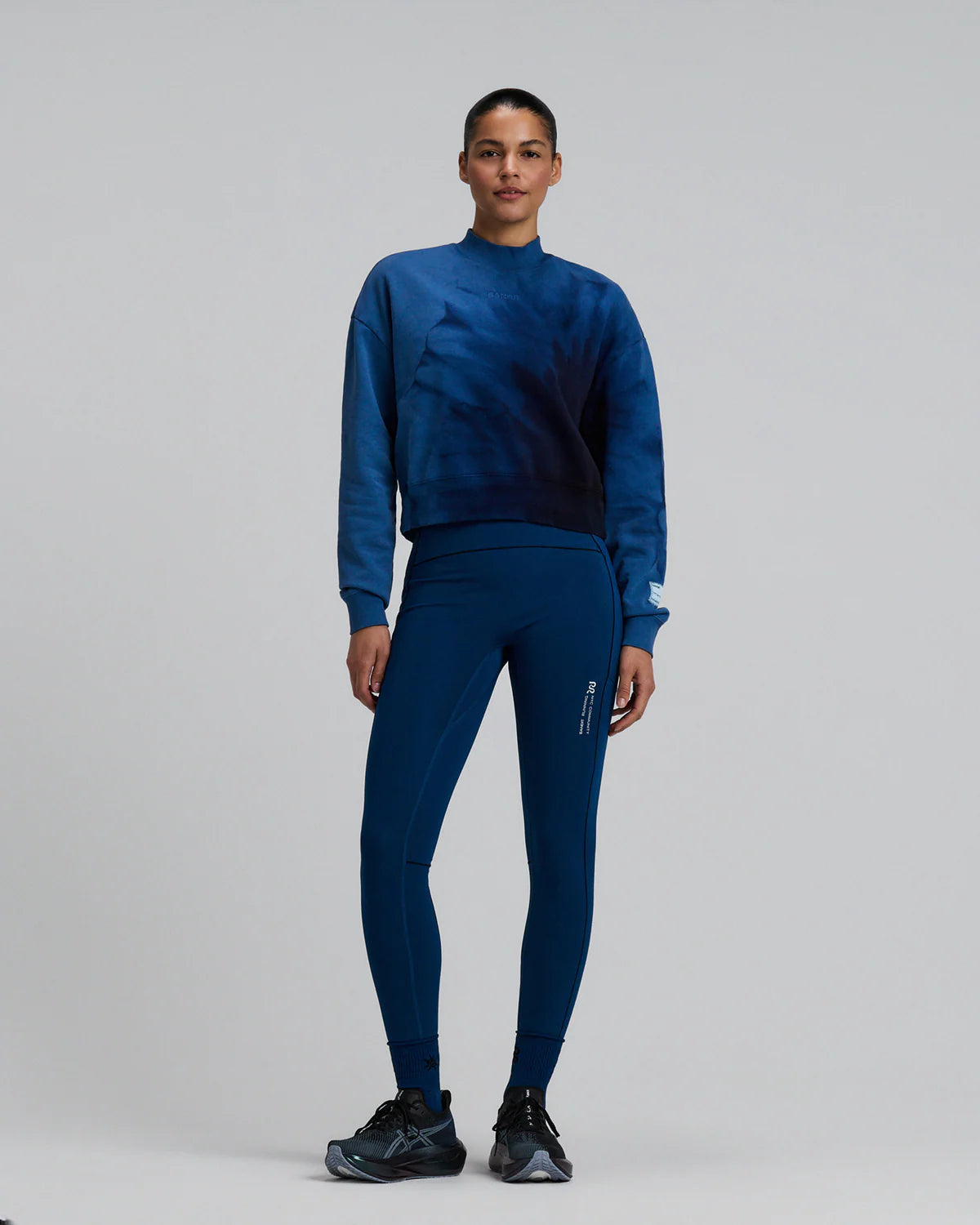 Bandit Running Women's Cropmock Pullover - Aegean Blue Wave Print