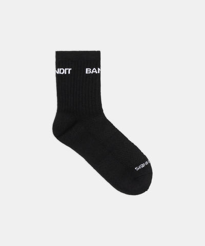 Bandit Running Merino Wool Run Socks - Black / White (2 Pack)