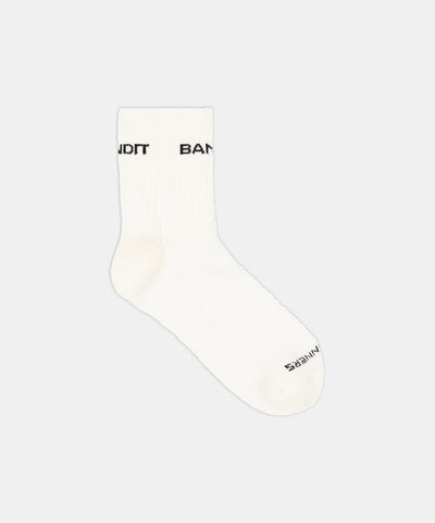 Bandit Running Merino Wool Run Socks - White / Black (2 Pack)
