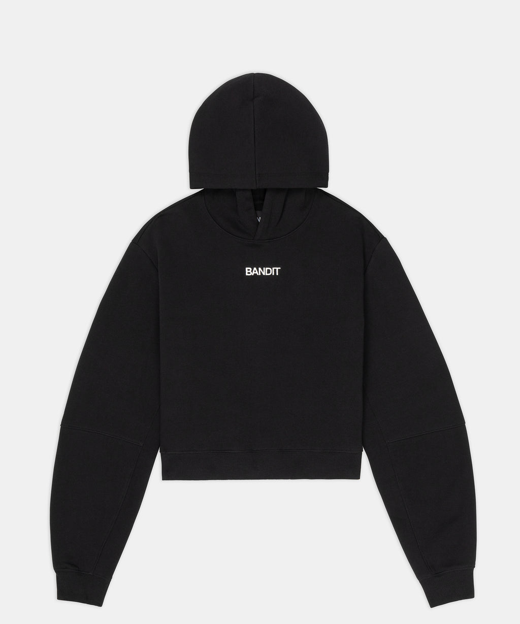 Bandit Running Cotton Fleece Women's Cropped Hoodie - Black