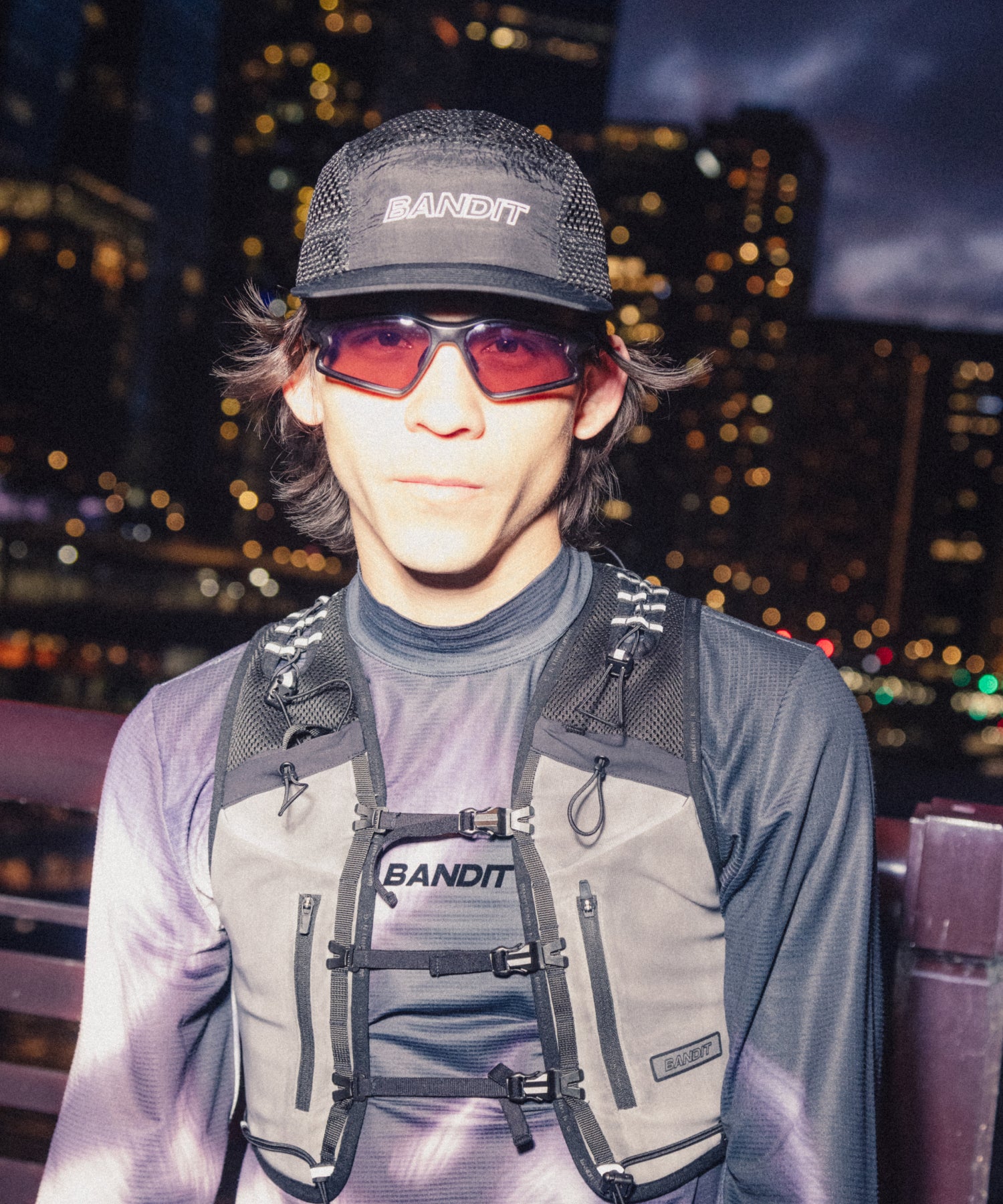 Mesh "Bandit" Reflective Run Hat - Black