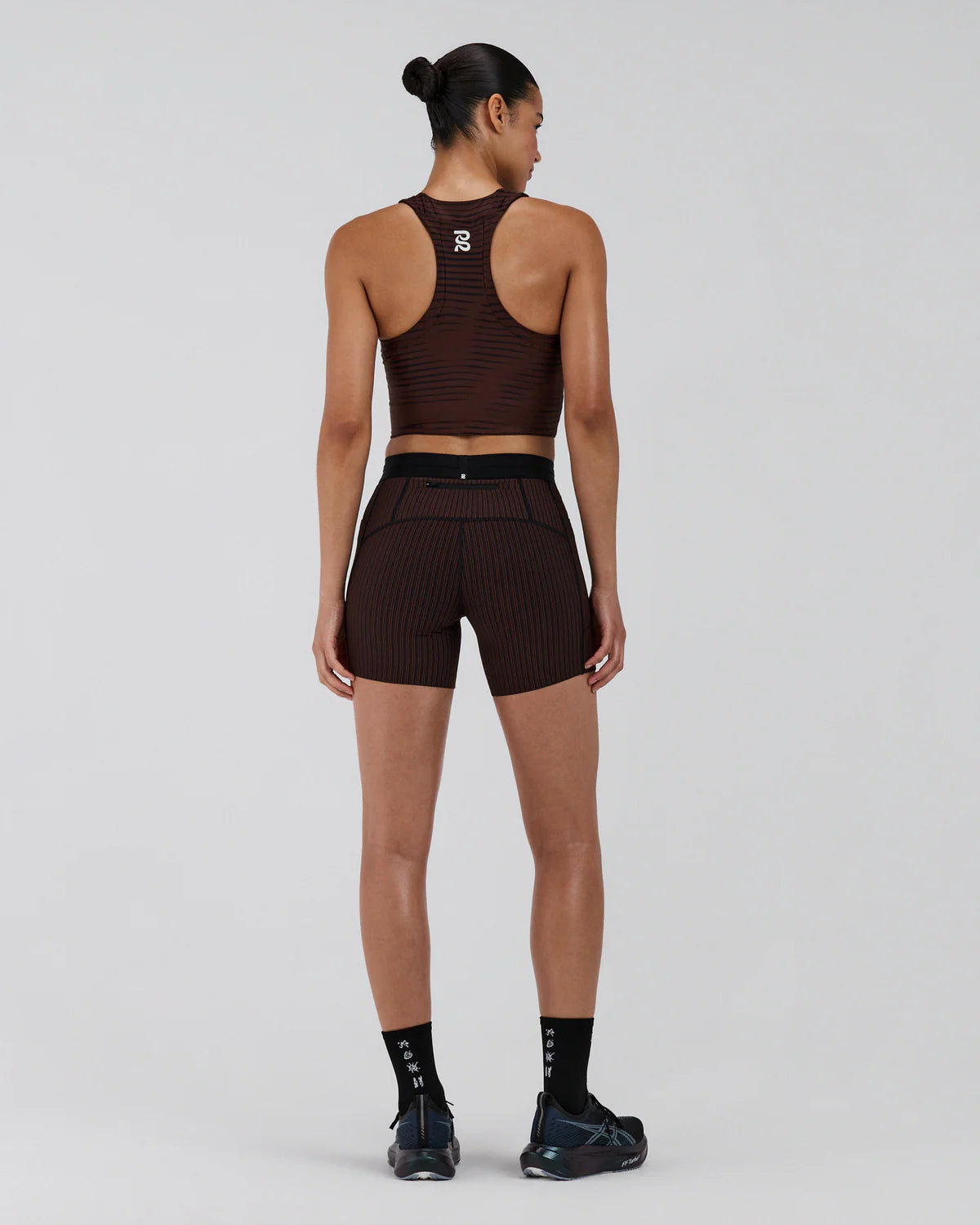 Bandit Running Women's Stamina™ Race Crop - Organic Stripe Cacao