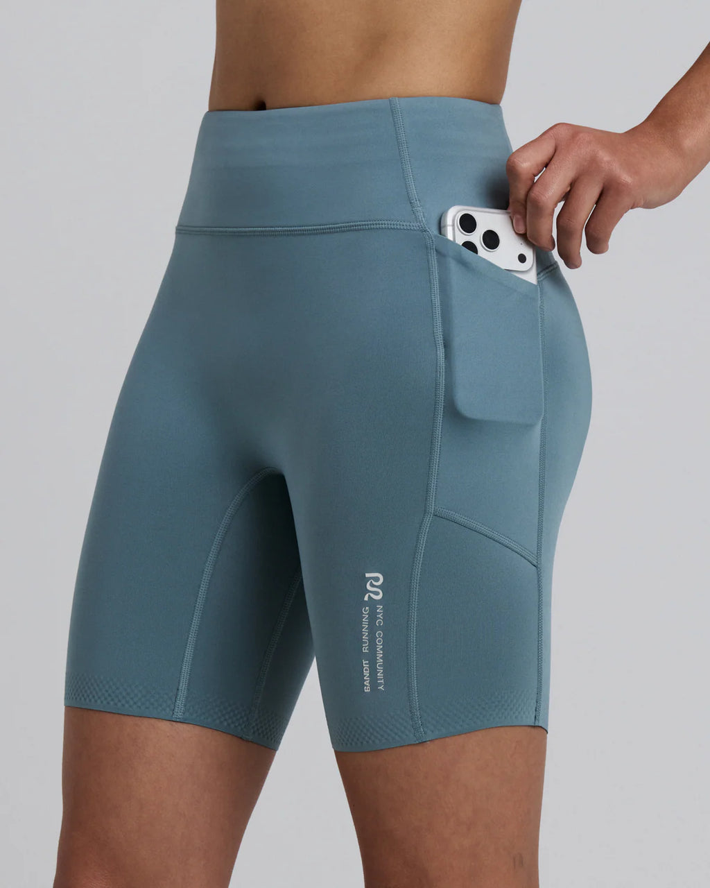 Bandit Running Women's Stamina-V™ High Waist 7" Compression Short - Tranquil Blue