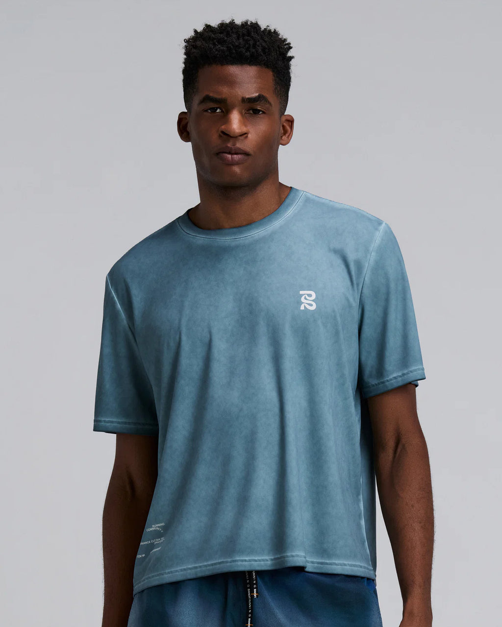 Bandit Running Men's FrioSoft™ Performance Box Tee - Tranquil Blue SaltFade™