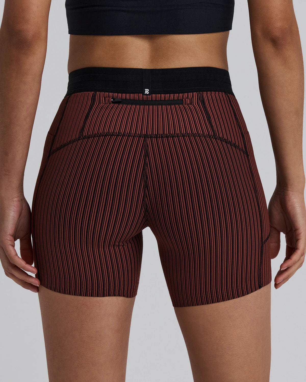 Bandit Running Women's Striped Cadence™ 5" Compression Shorts - Mahogany / Black