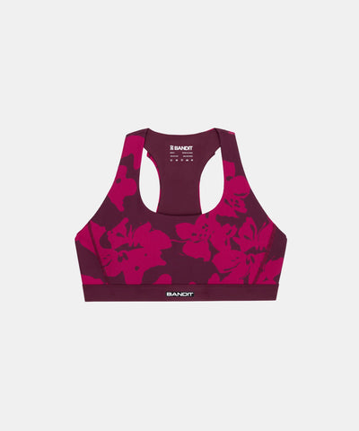 Bandit Running Cadence™ Scoop Neck Run Bra - Fleura, Fig / Berry