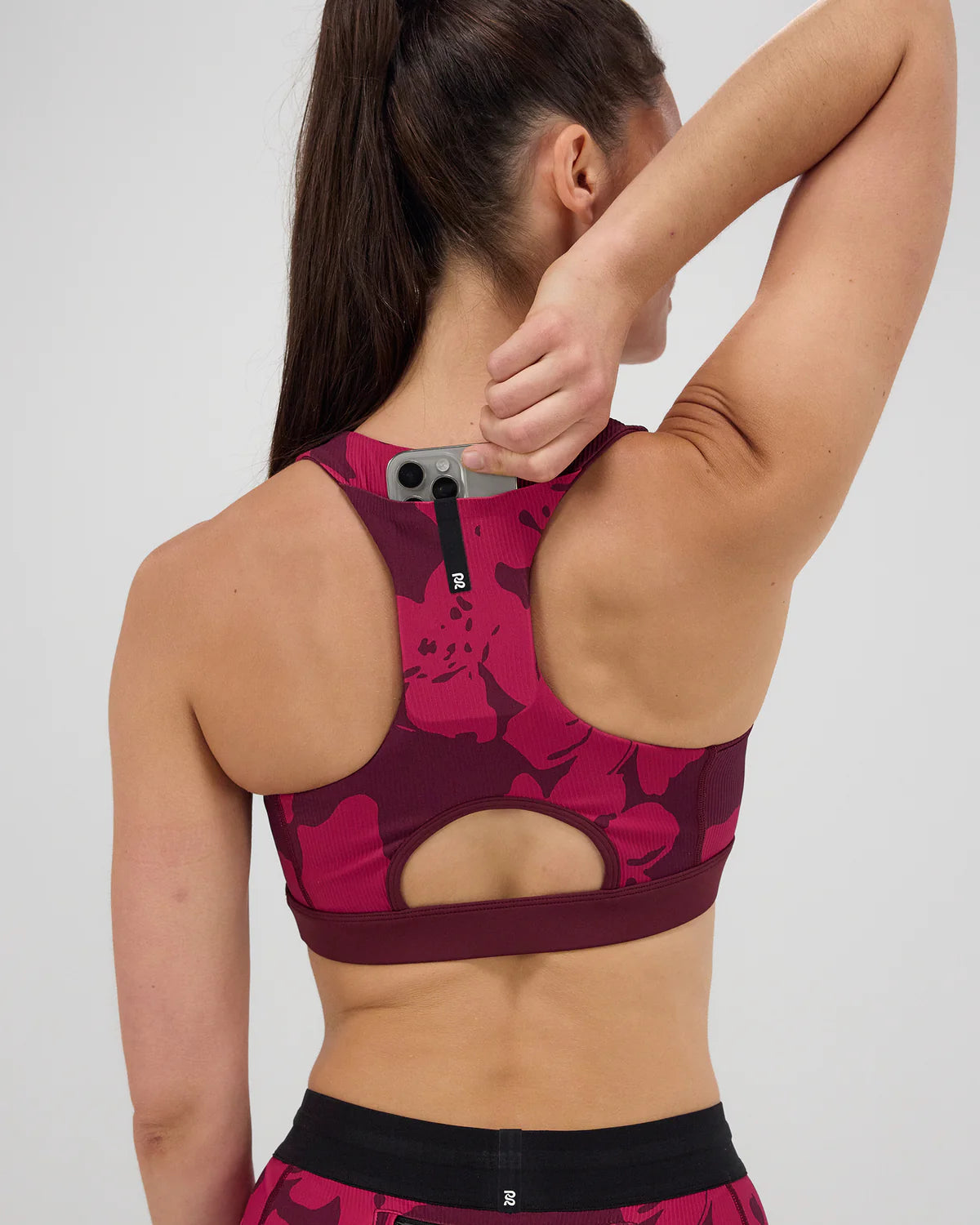 Bandit Running Cadence™ Scoop Neck Run Bra - Fleura, Fig / Berry