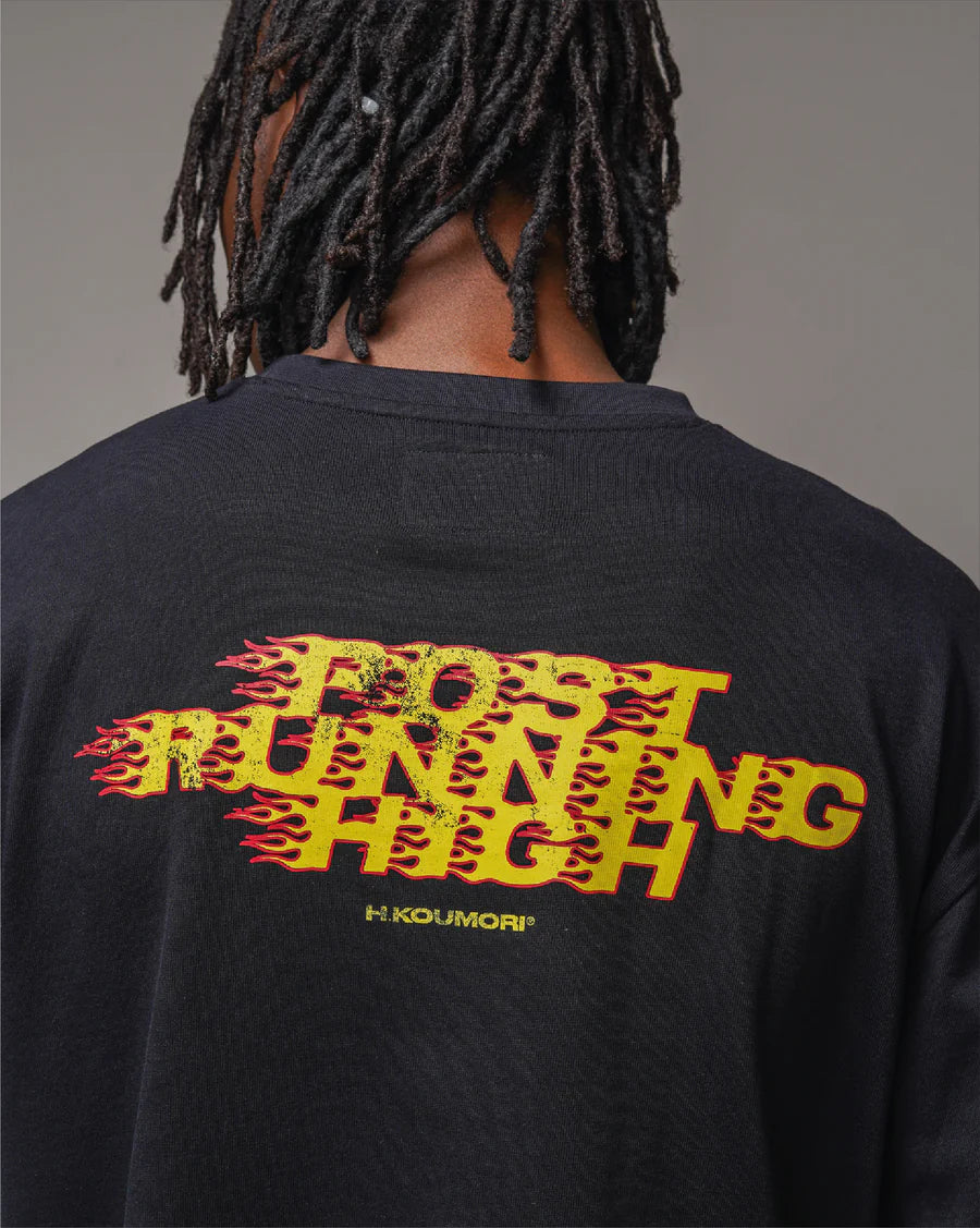 Post Running High Flames Men Boulder T-Shirt Black