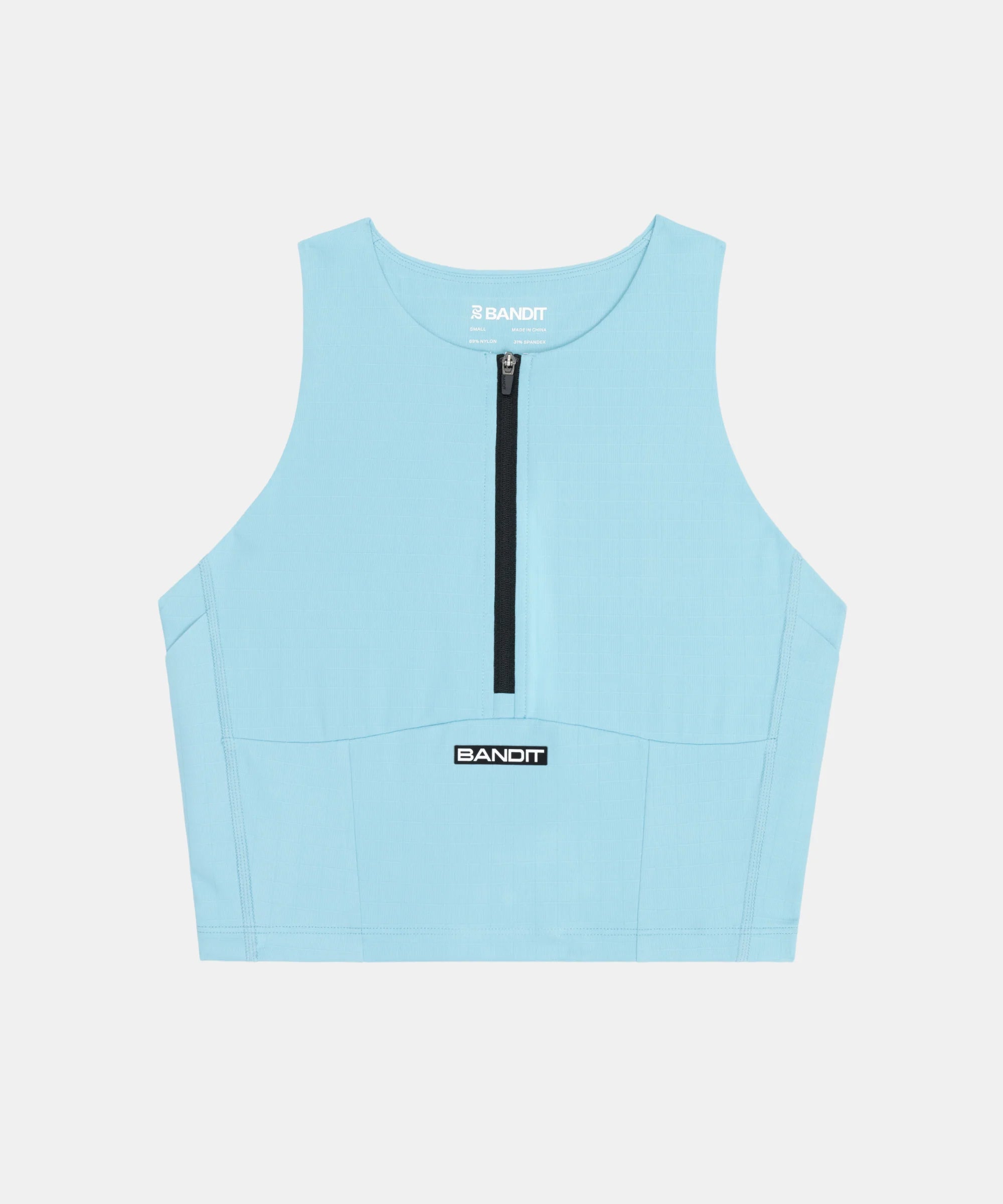 Bandit Running Gridlock™ Zip Front Race Crop - Vintage Blue