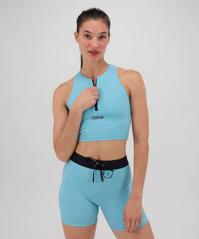 Bandit Running Gridlock™ Zip Front Race Crop - Vintage Blue hover