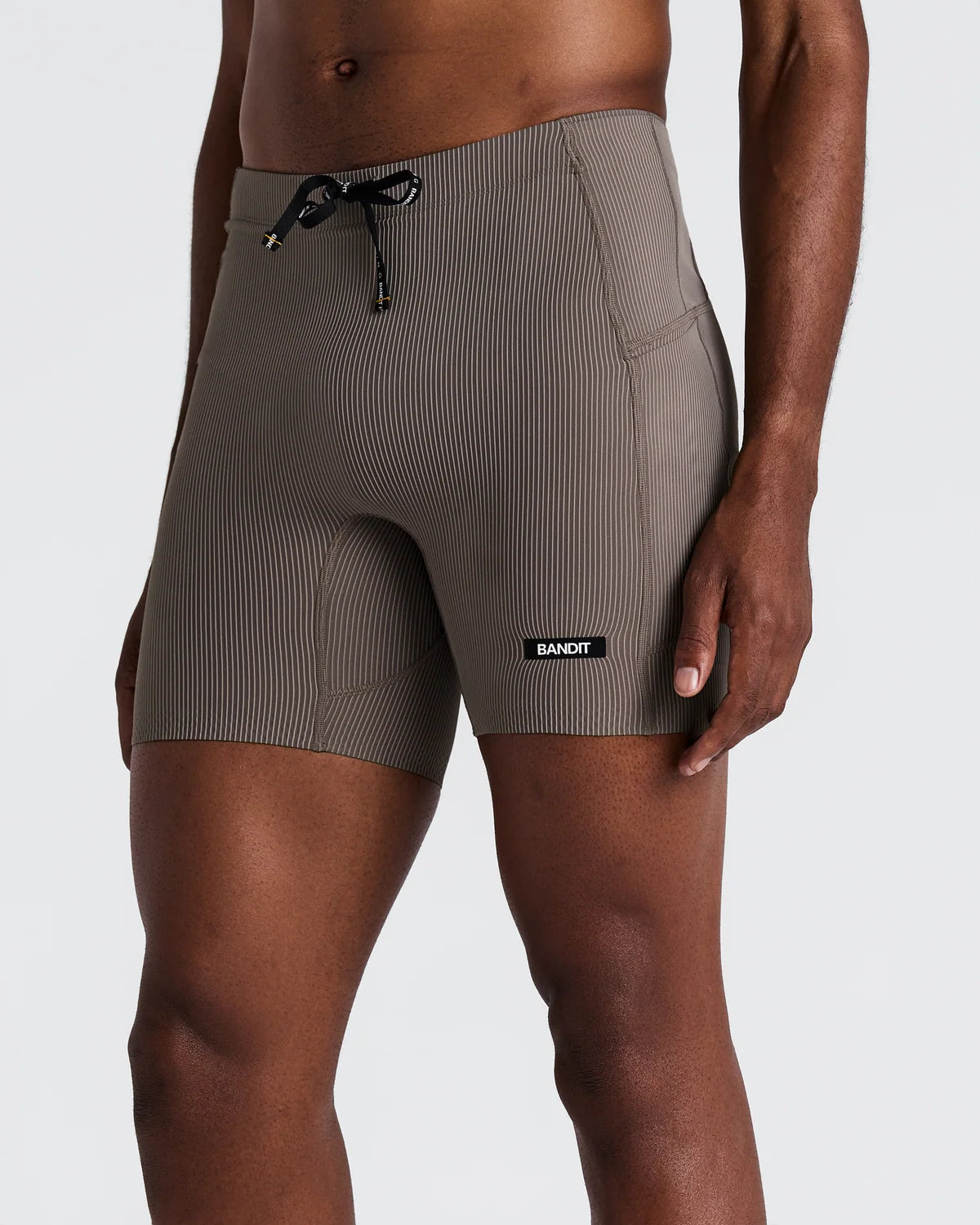 Bandit Men's Striped Cadence™ Quarter Tights - CONCRETE TAUPE / COCOA