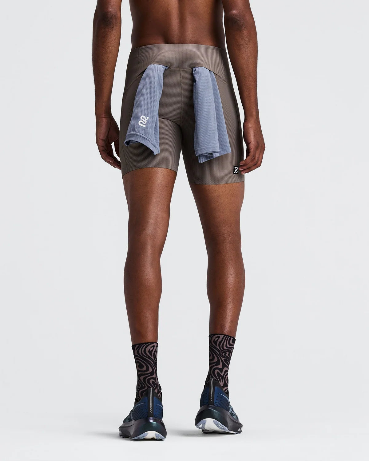 Bandit Men's Striped Cadence™ Quarter Tights - CONCRETE TAUPE / COCOA