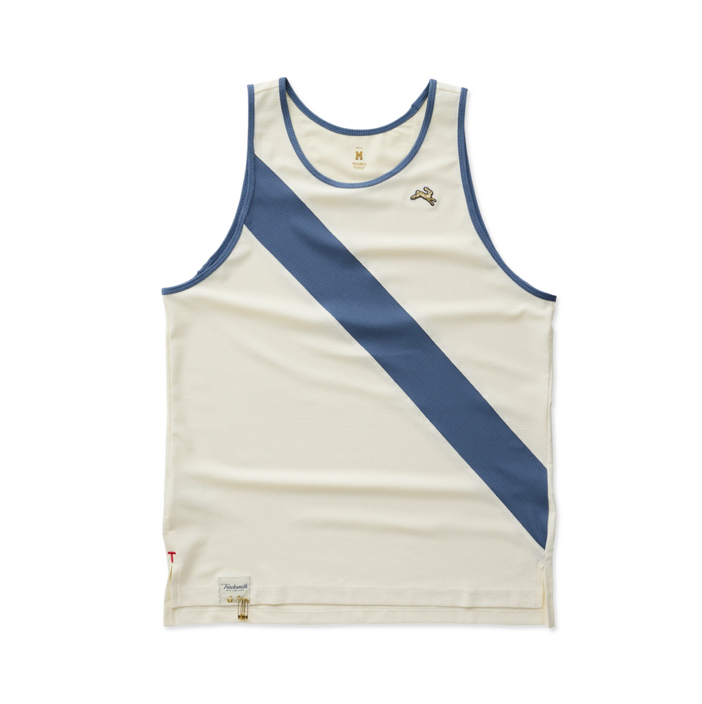 Tracksmith Men's Van Cortlandt Singlet -IVORY/BERING SEA