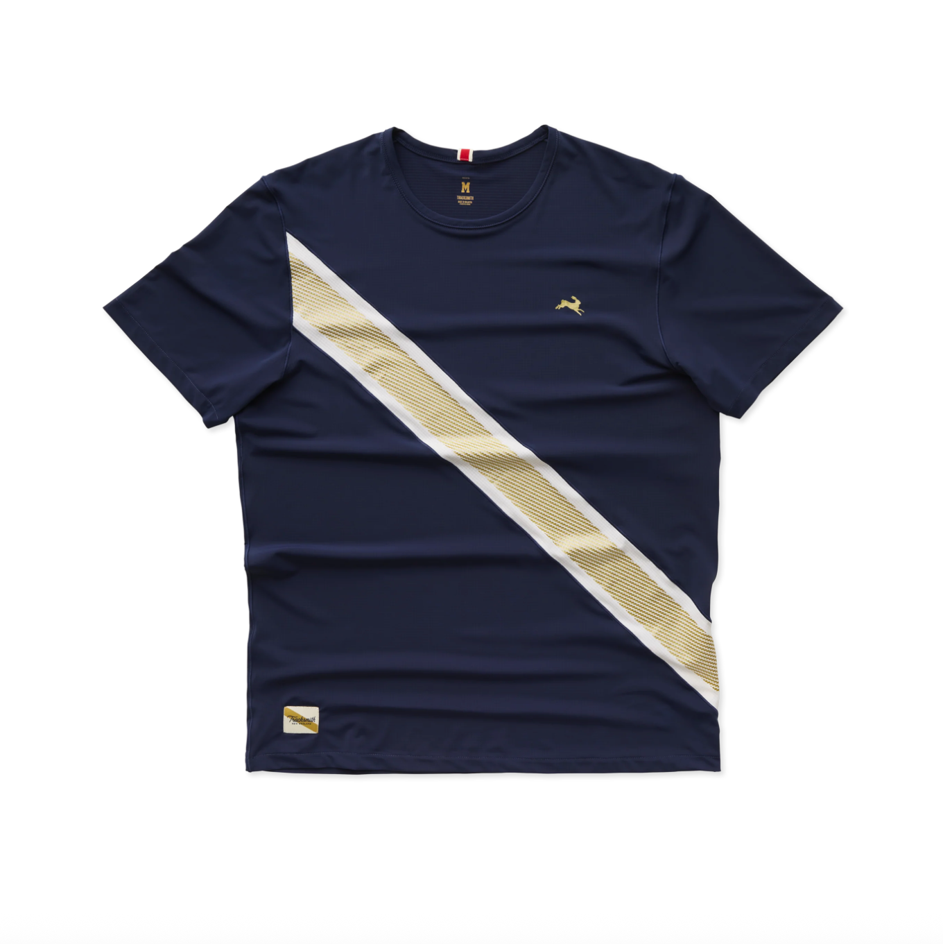 Tracksmith Men's Strata Tee - Navy/Ivory/Gold
