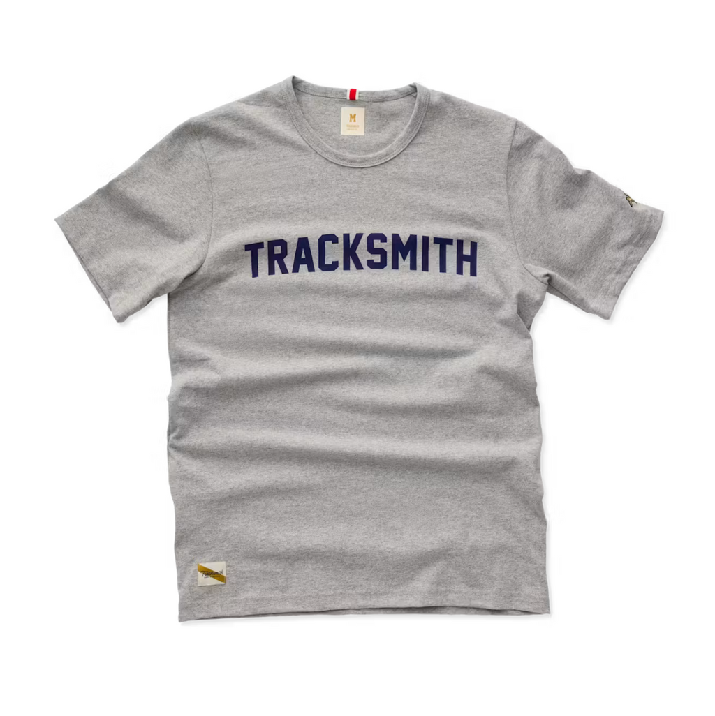 Tracksmith Grayboy Tee -  Gray/Navy