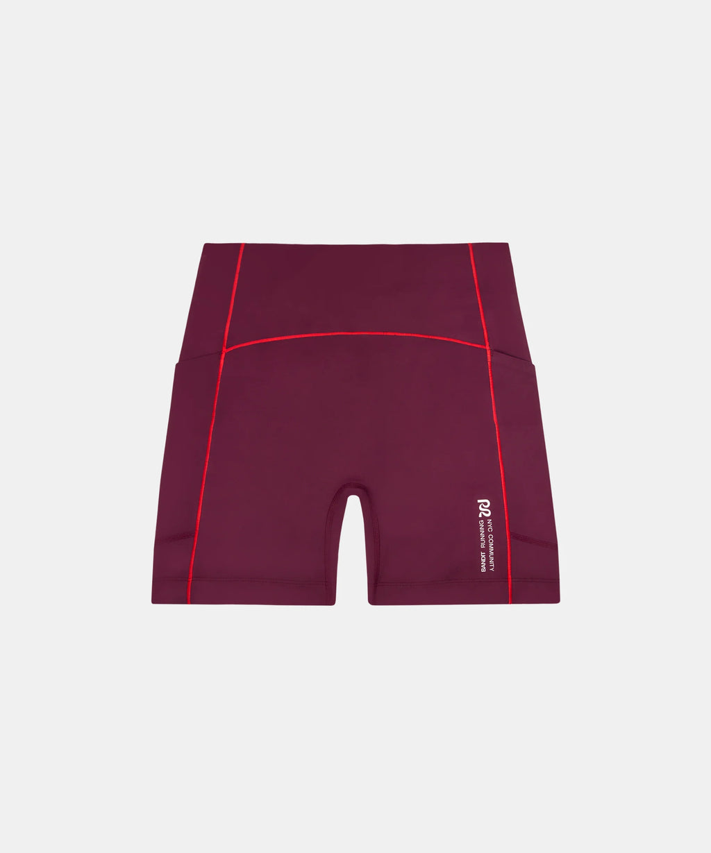 Bandit Running Stamina™ 5" Pop Stitch™ High Waist Compression Short - Fig / Intense Red