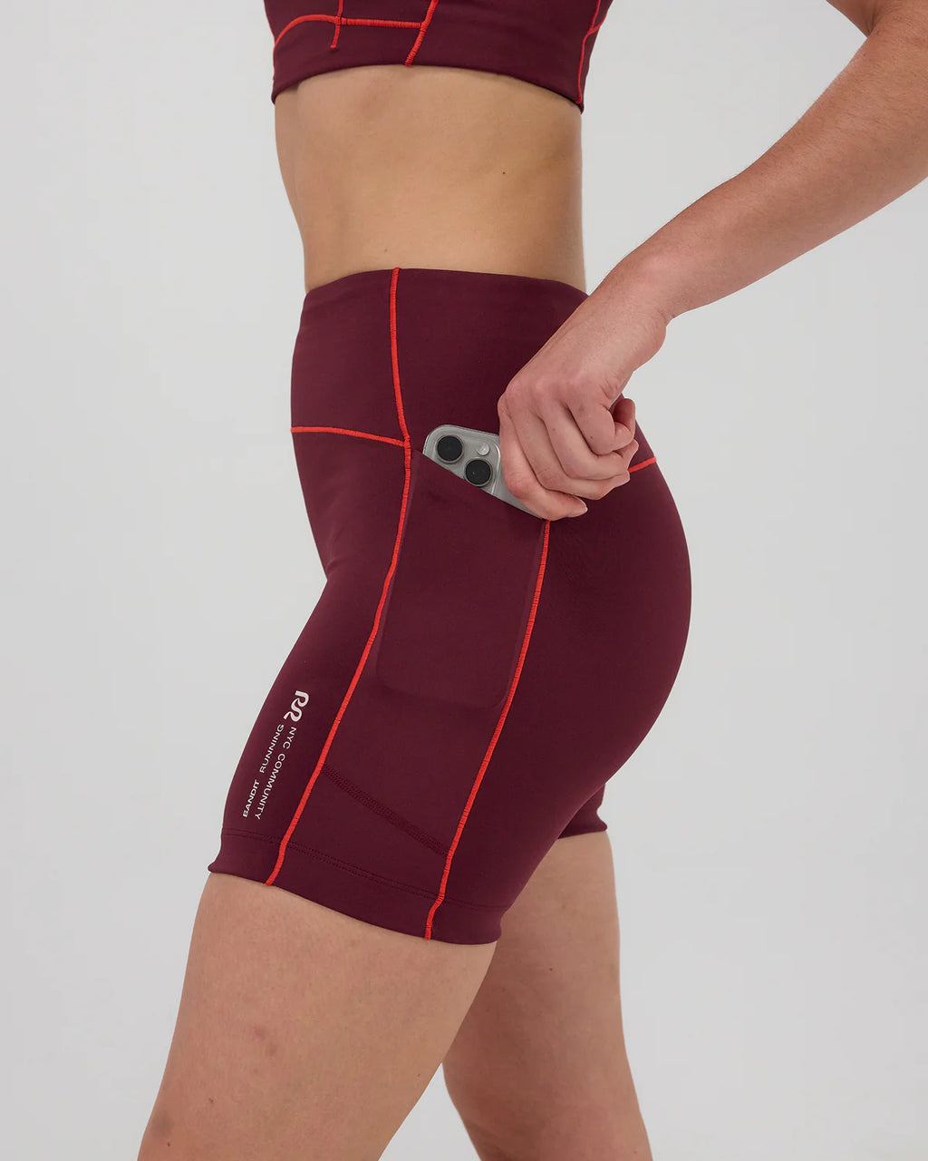 Bandit Running Stamina™ 5" Pop Stitch™ High Waist Compression Short - Fig / Intense Red