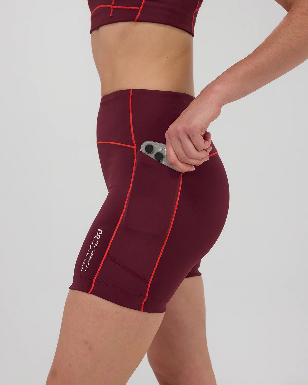 Bandit Running Stamina™ 5" Pop Stitch™ High Waist Compression Short - Fig / Intense Red