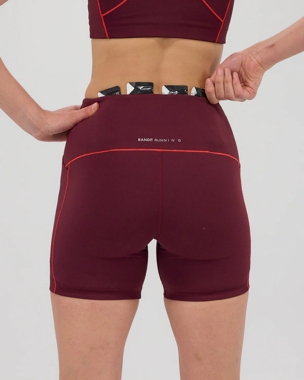 Bandit Running Stamina™ 5" Pop Stitch™ High Waist Compression Short - Fig / Intense Red