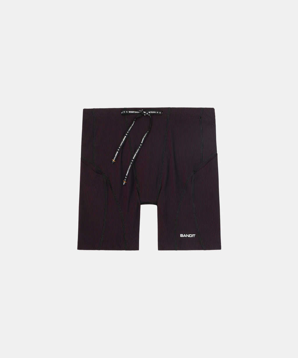 Bandit Running Striped Cadence™ 7 Pocket Quarter Tights - Black / Fig