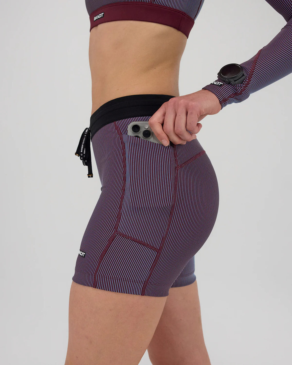 Bandit Running Striped Cadence™ 5" Compression - Fig / Vintage Blue