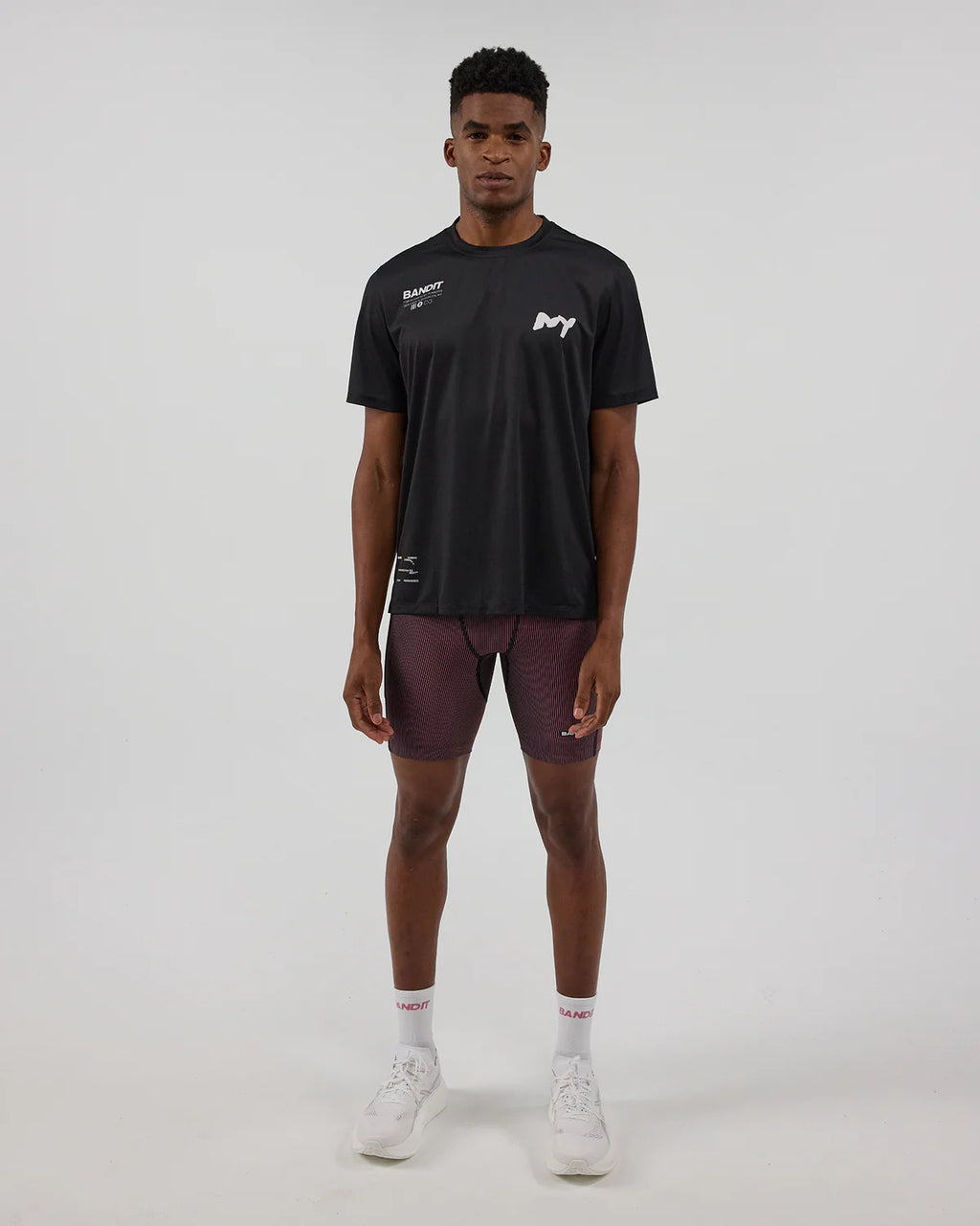 Bandit Running Striped Cadence™ 7 Pocket Half Tights - Black / Mauve