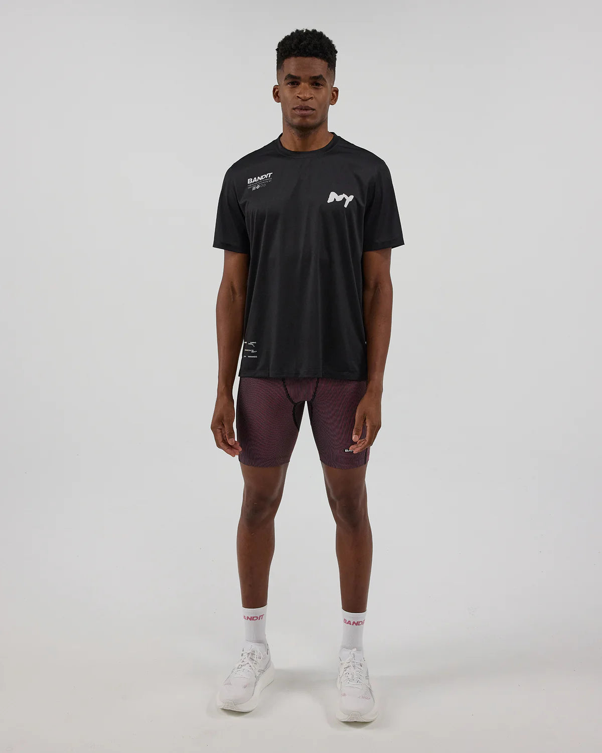 Bandit Running Striped Cadence™ 7 Pocket Half Tights - Black / Mauve