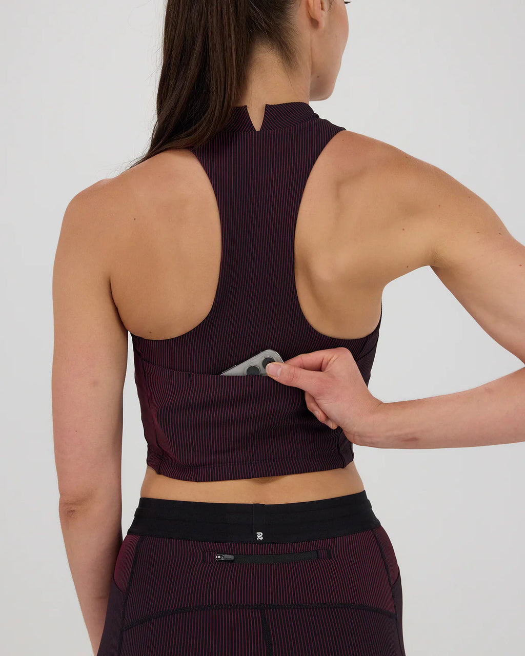 Bandit Running Striped Cadence™ Vaso Race Crop - Black / Fig