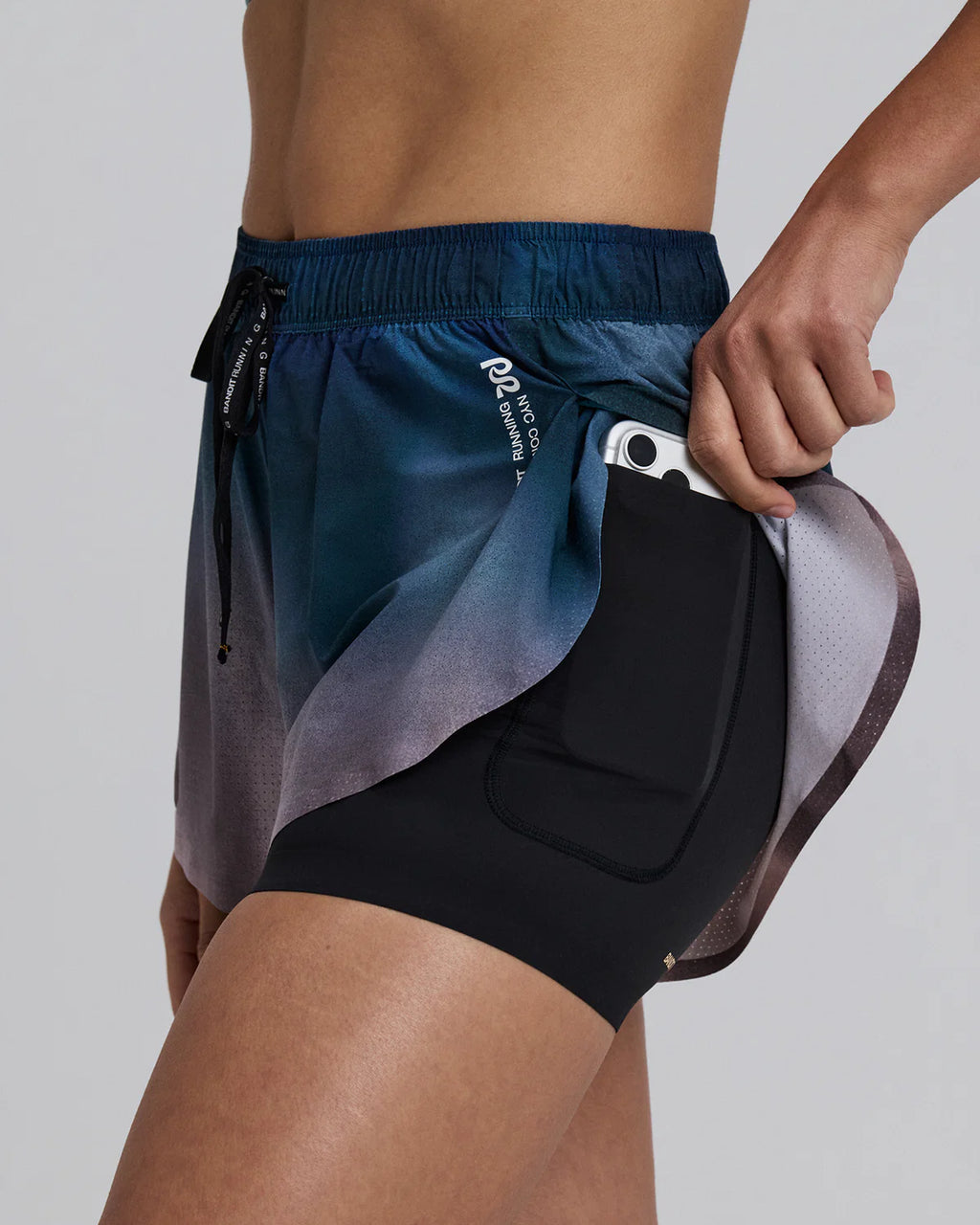 Bandit Running Women's Vento™ 2-in-1 Run Short - Aegean Blue Wave Print