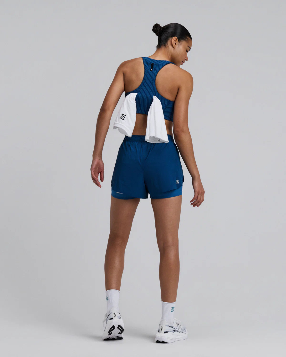Bandit Running Women's Striped Cadence™ Longline Bra - Ink Blue / Aegean