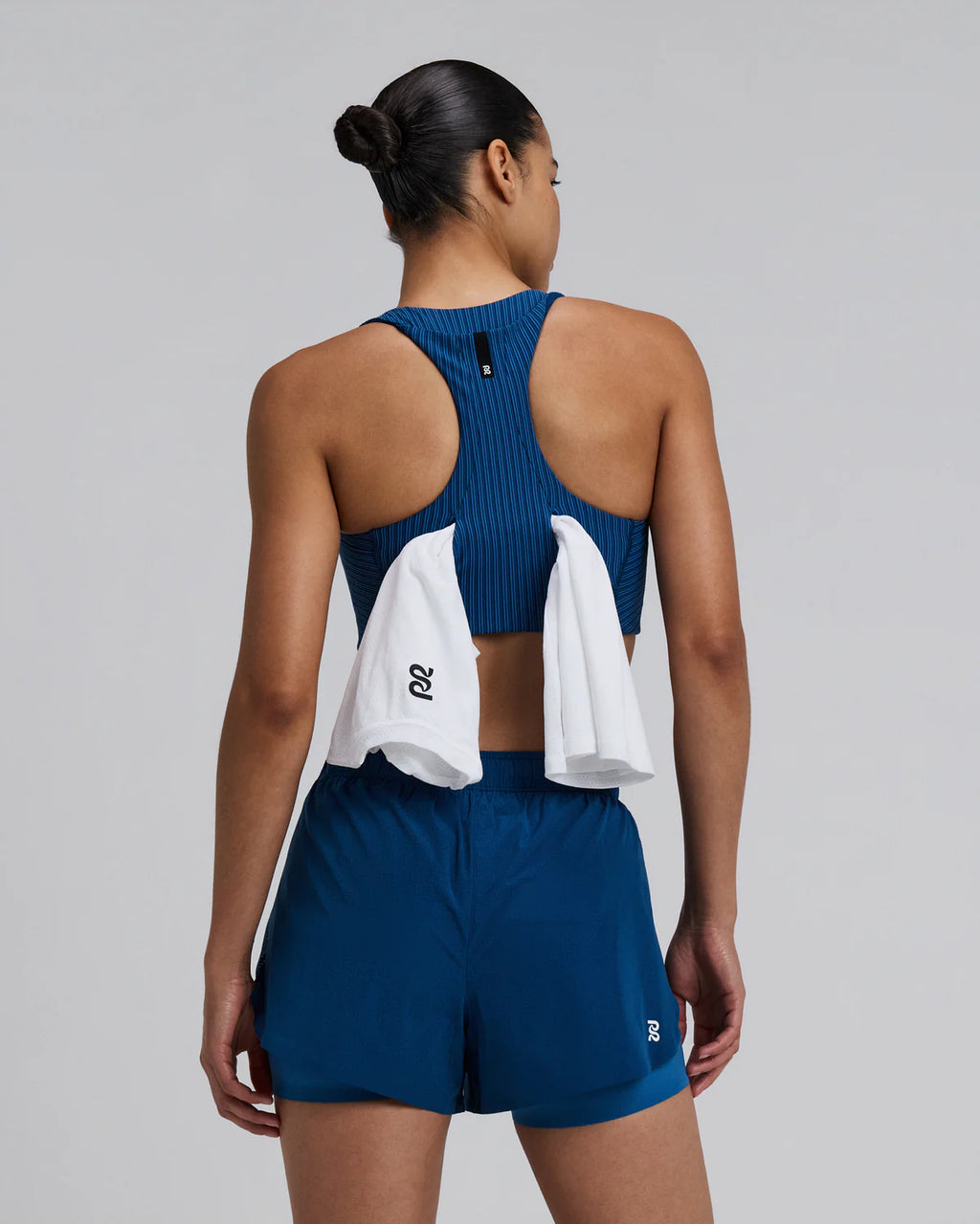 Bandit Running Women's Striped Cadence™ Longline Bra - Ink Blue / Aegean