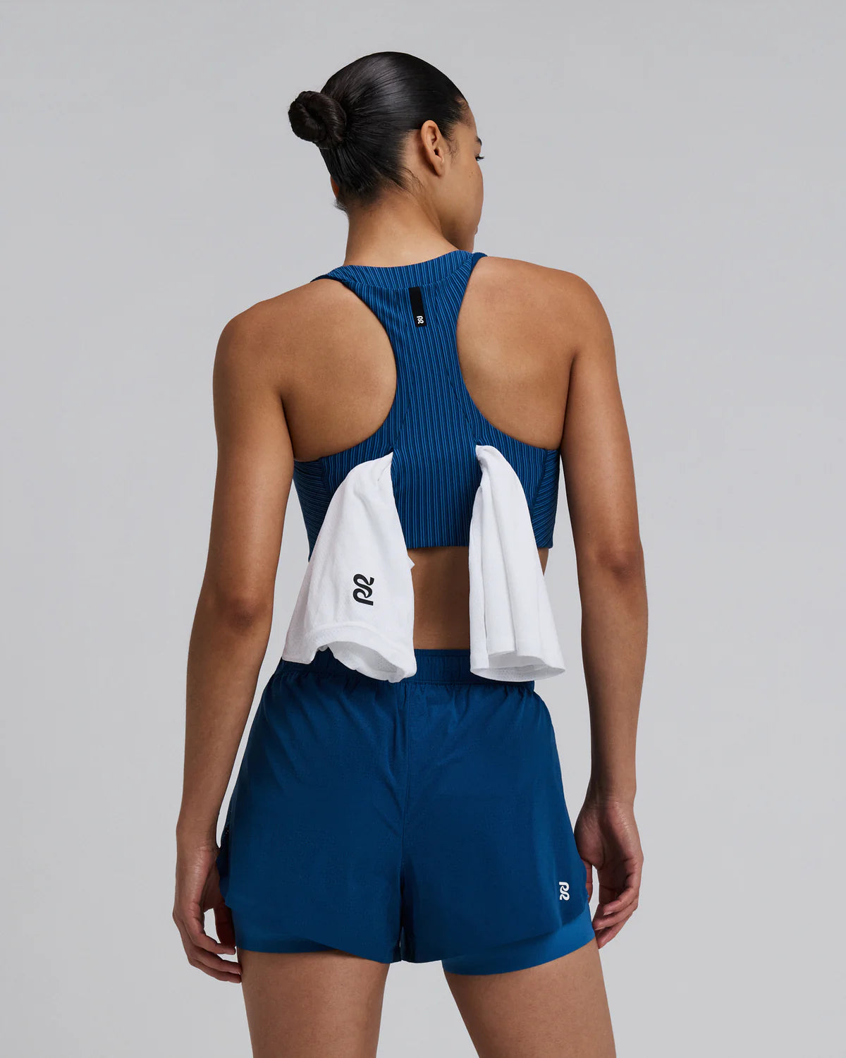 Bandit Running Women's Striped Cadence™ Longline Bra - Ink Blue / Aegean
