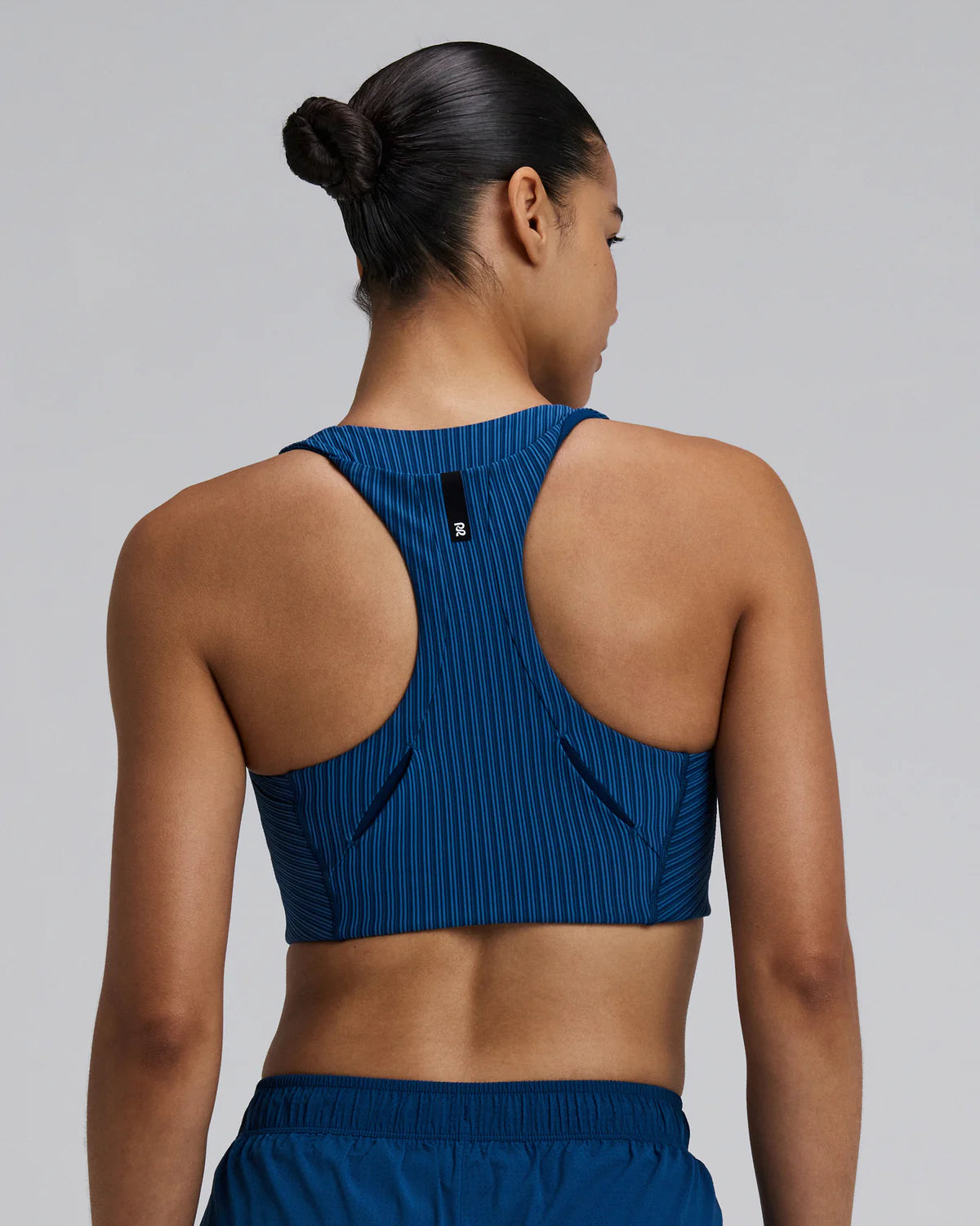 Bandit Running Women's Striped Cadence™ Longline Bra - Ink Blue / Aegean