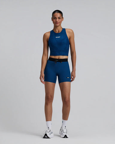 Bandit Running Women's Stamina™ Race Crop - Organic Stripe Ink Blue hover