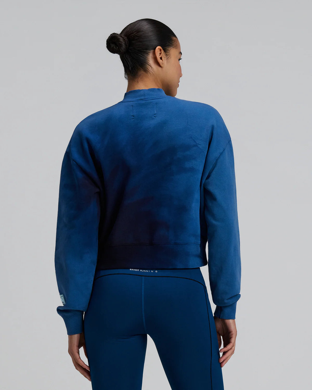 Bandit Running Women's Cropmock Pullover - Aegean Blue Wave Print