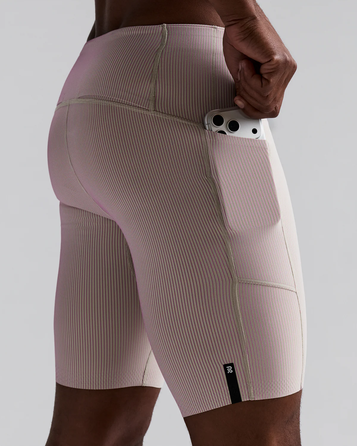 Bandit MEN'S STRIPED CADENCE™ HALF TIGHTS - PLASTER / ORCHID