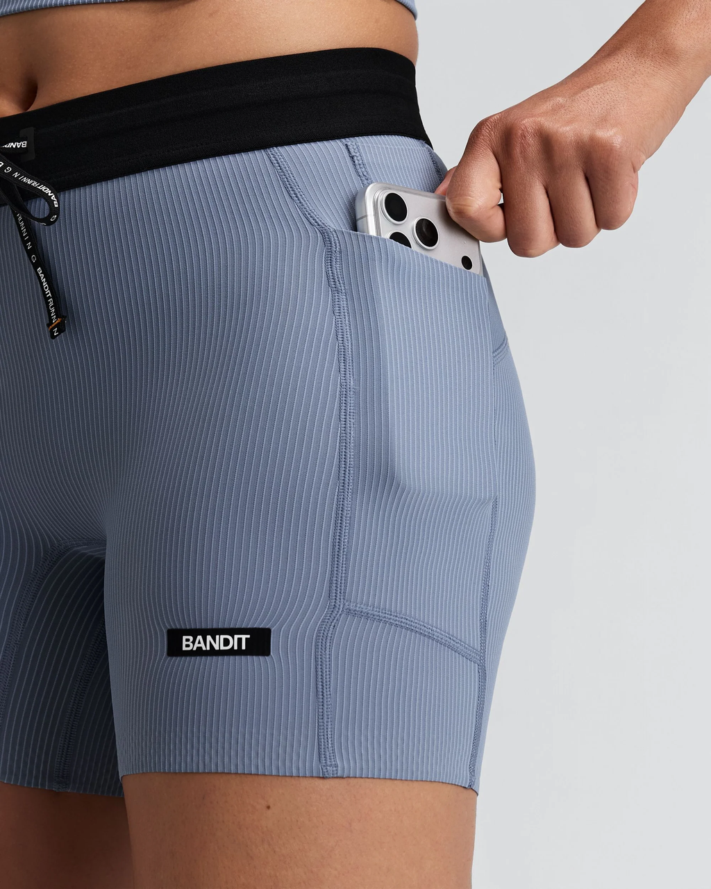 Bandit Women's Striped Cadence™ 5" Compression Shorts -PAVILION BLUE / STEEL HORIZON