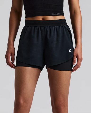 Bandit WOMEN'S COOLGRID™ 2-IN-1 RUN SHORTS - BLACK hover