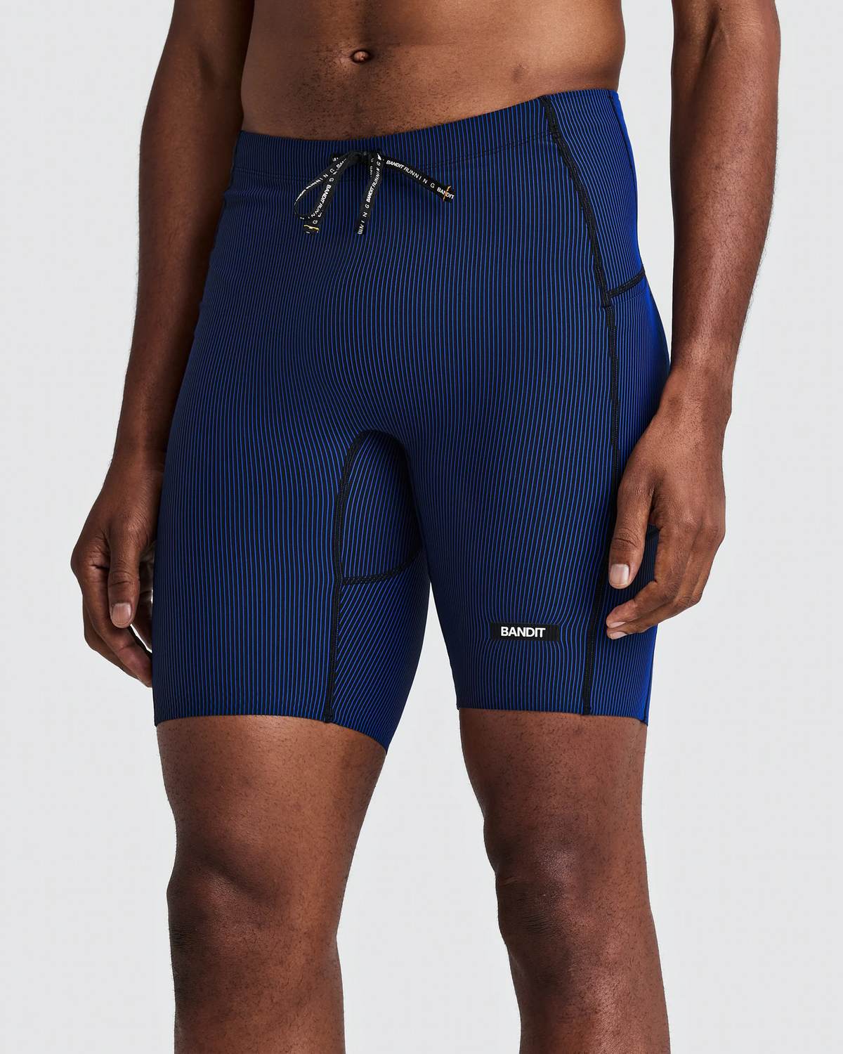 Bandit Men's Striped Cadence™ Half Tights -  BLACK / BAUHAUS BLUE