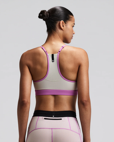 Bandit WOMEN'S STRIPED CADENCE™ STRAPPY RUN BRA -PLASTER / ORCHID hover