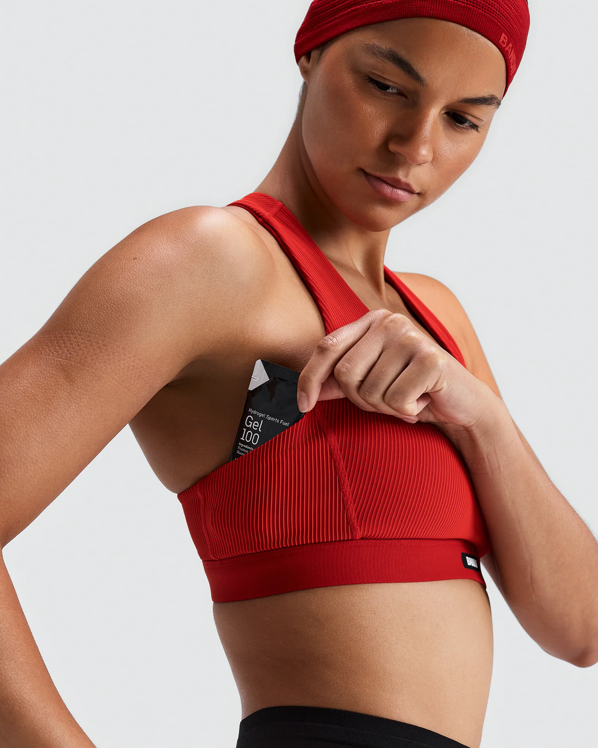 Bandit Women's Striped Cadence™ Scoop Neck T-Back Run Bra - OXIDE RED / SIGNAL RED
