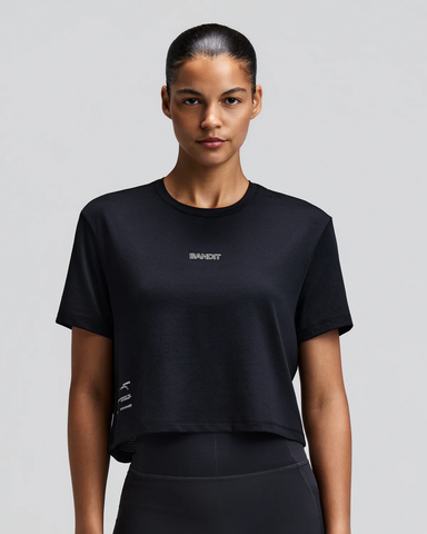 Bandit Women's Micromesh™ Cropped Run Tee - Black