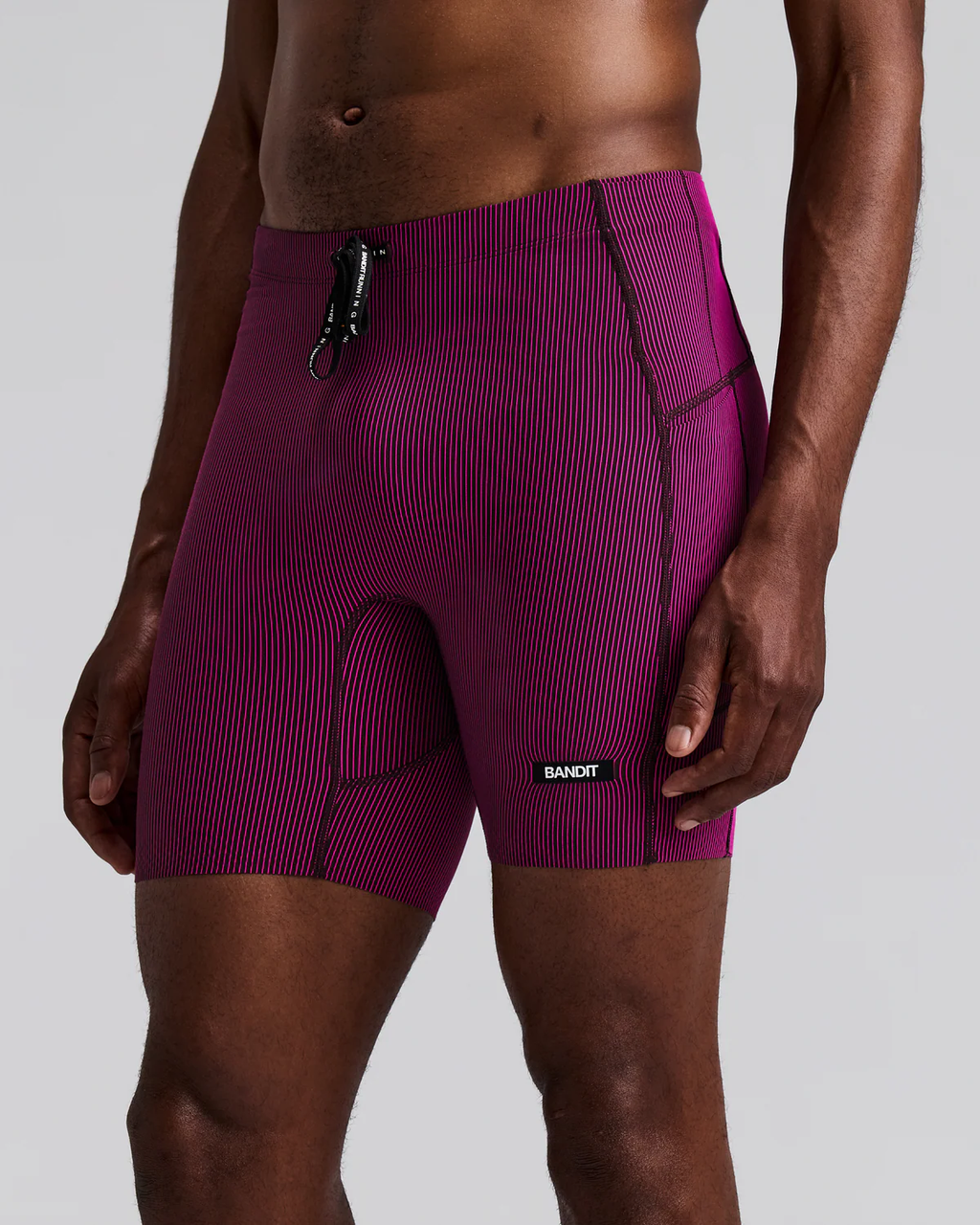 Bandit MEN'S STRIPED CADENCE™ QUARTER TIGHTS - ESPRESSO / AZALEA